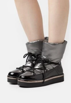 Enkellaarsjes Met Plateauzool - Silver